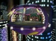 Neon Colosseum from a distance