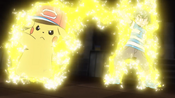 Ash passes the power to Pikachu for the 100-times stronger Thunderbolt