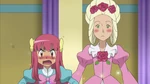 Ash dressed as a lady with Cilan