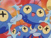 The Chinchou are sprayed with water