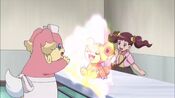 Audino heals a girl's Teddiursa