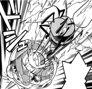 Giovanni uses his Beedrill to penetrate Lance's protective sphere.