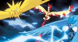 Legendary Birds attacking Lugia PtM2000