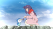 Lauren in a flashback meeting Piplup