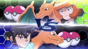 Alain and his Charizard battles against Trevor and his Charizard