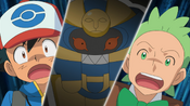 Ash and Cilan are shocked by the Cofagrigus