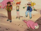 Ash accidentally stepped on Slowpoke's tail