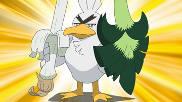 Fun Fact, Ash's Galarian Farfetch'd (which would go on to evolve into  Sirfetch'd) was the first Version Exclusive Pokemon he caught, being  exclusive to Pokemon Sword (Serebii and Bulbapedia don't list Solgaleo