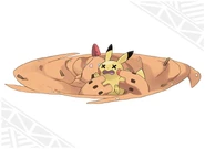 Palossand swallowing a Pikachu