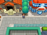 Aspertia City's Gym and Pokémon Center.