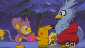 Aipom managed to save the present and give it to Delibird