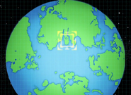 The region of Unova being shown on the Pokémon Planet.
