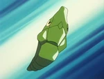 Bugsy's Metapod battled against Ash's Chikorita during Ash's gym battle for the Hive Badge. Unlike Ash's old Metapod, Bugsy's can move around. It quickly defeated Ash's Chikorita but was beaten by Ash's Pikachu.