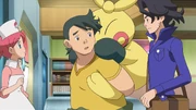 Professor Sycamore arriving at the Pokémon Center.