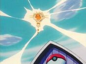 Pikachu electrocutes the balloon