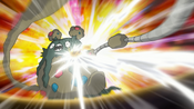 Pikachu uses Quick Attack on Garbodor