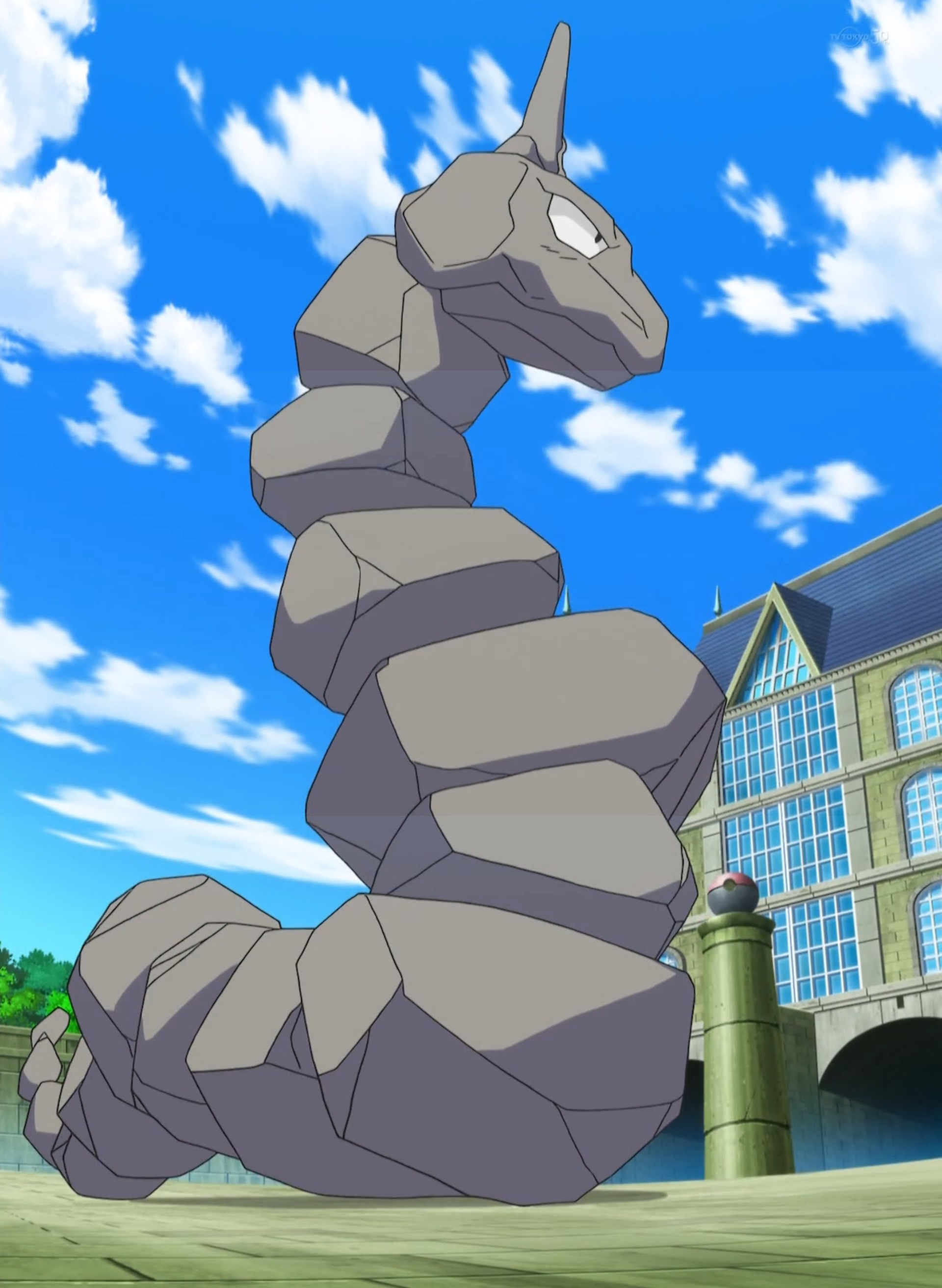 Entrando no Centro Pokémon com um Onix