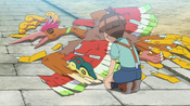 A Boy named Chad with his Pokémon as they created a fake Ho-Oh