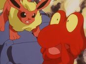 Flareon is managing to fight Magcargo