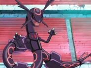 Mismagius fuses with Rayquaza, causing Rayquaza to turn a dark purple