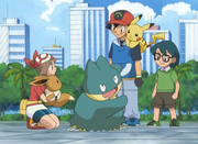 May, Munchlax, Eevee, Max and Ash