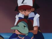 Ash sleeps with Larvitar