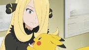 Cynthia seeing Pikachu again