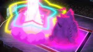 Ash's Gigantamax Gengar using Max Starfall.