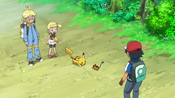 The heroes encounter a Dedenne