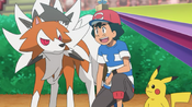 Ash decides to let Lycanroc continue battling