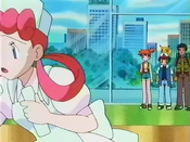 The heroes find a Nurse Joy, who is receiving various calls of something wrong about the Pokémon Transport System