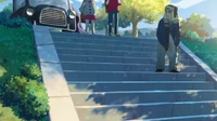 Victor and Gloria, at the top of the steps, in Twilight Wings (anime)