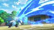 Mega Charizard hits Greninja with Flamethrower