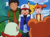 The heroes witness Chikorita eating sausages