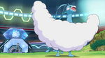 Titus used Altaria in the Lumiose Conference against Ash. It battled against Greninja, but lost.