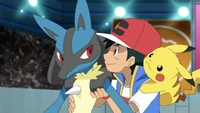 Lucario and Ash.