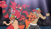 Torracat With Ash, the Masked Royal and Incineroar