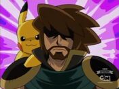 The hero and Pikachu from the woman's legend