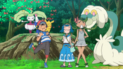 Ash, Lana and Mallow are feeling the sour of a berry that they ate