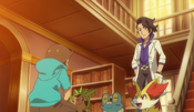 Professor Sycamore watches a new Trainer picking his starter