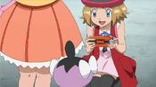 Serena sees that Nini has caught a Gothita