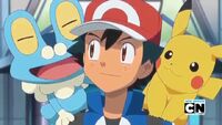 Froakie, Ash and Pikachu
