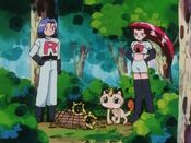 Meowth has doubts about giving Stantler to the boss