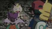 Ash asks Meowth what they are doing here