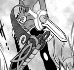 Shauna got fooled by Celosia into holding Honedge. With the sword Pokémon, Shauna was controlled into stealing X's Mega Ring and tried to attack Y.