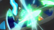 Mega Charizard X's Dragon Claw clashes with Mega Garchomp's Dual Chop