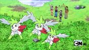 The Shaymin leave the field.