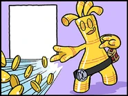 Gholdengo using "Make It Rain" in an official comic