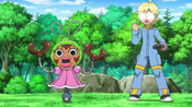 Clemont introduces a machine to help with Chespin's dancing