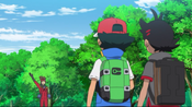A trainer arrives to challenge Ash in battle.